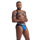 Mister B Urban Club Harness X-back Striped Blue harness in tessuto elasticizzato