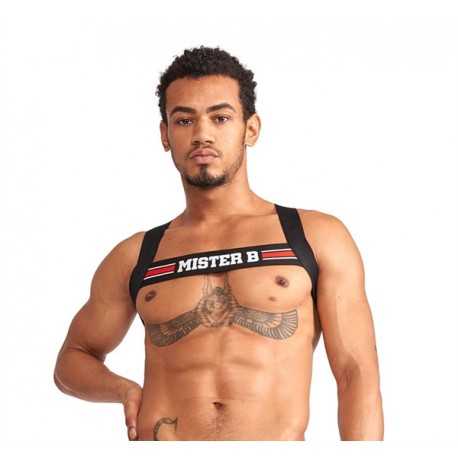 Mister B Urban Club harness X-back Striped Red harness in tessuto elasticizzato