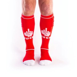 BRUTUS FXXX Party Socks w. Pockets Red White calzettoni stile "fuck" con piccolo taschino