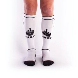 BRUTUS FXXX Party Socks w. Pockets White Black calzettoni "fuck" con piccolo taschino