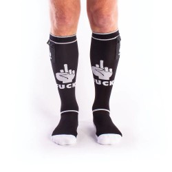 BRUTUS FXXX Party Socks w. Pockets Black White calzettoni "fuck" con piccolo taschino