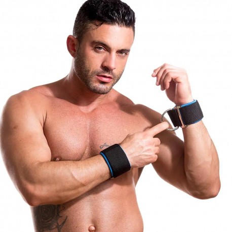 665 Neoprene Universal Restraints Black and Blue coppia di restrizioni universali per polsi o per caviglie