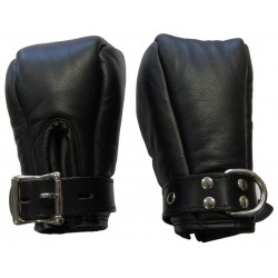 Mister B Premium Bondage Fist Mitts coppia di guanti per restrizioni in pelle per mani