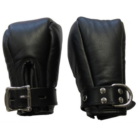 Mister B Premium Bondage Fist Mitts coppia di guanti per restrizioni in pelle per mani