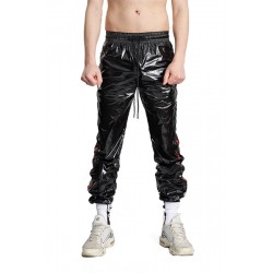 Mister B BEAT Nylon Track Suit Pants Black Red pantaloni tuta