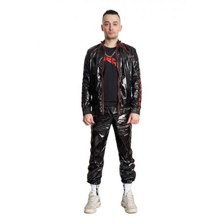 Mister B BEAT Nylon Track Suit Jacket Black Red giacca tuta
