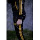 Mr Riegillio PVC Tracksuit Pants Yellow Stripes pantaloni tuta in PVC lucido con righe