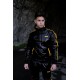Mr Riegillio PVC Tracksuit Pants Yellow Stripes pantaloni tuta in PVC lucido con righe