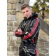 Mr Riegillio PVC Tracksuit Jacket Red Stripes giacca tuta con zip in PVC lucido con righe