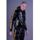 Mr Riegillio PVC Tracksuit Jacket Yellow Stripes giacca tuta con zip in PVC lucido con righe
