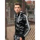 Mr Riegillio PVC Tracksuit Jacket White Stripes giacca tuta con zip in PVC lucido con righe