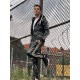 Mr Riegillio PVC Tracksuit Jacket White Stripes giacca tuta con zip in PVC lucido con righe