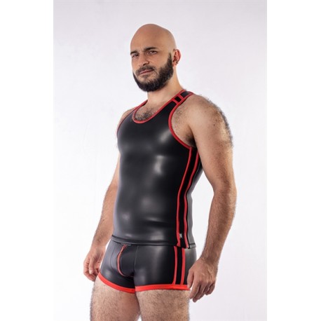 Mister B Neoprene Tank Top Black Red canotta in neoprene