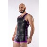 Mister B Neoprene Tank Top Black Purple canotta in neoprene