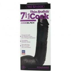 Vac-U-Lock CodeBlack Thin Realistic 7 1/2 Inch Cock dildo fallo realistico nero