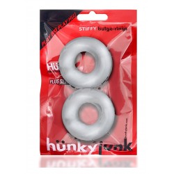Hunkyjunk Stiffy 2-pack bulge Cockrings Clear Ice confezione con 2 cockring in Silicone e TPR