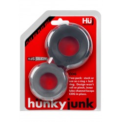Hunkyjunk Cockring 2-Size-Pack Black Tar Stone confezione con 2 cockring in Silicone e TPR